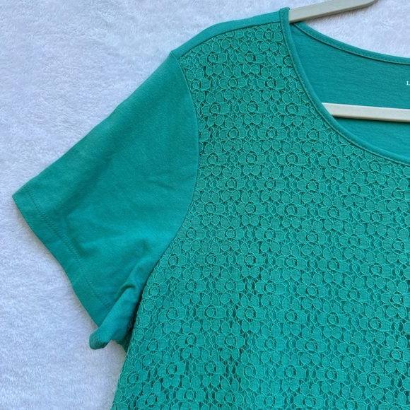 Laura Scott Teal Lace Short Sleeve Tee - Picture 4 of 8